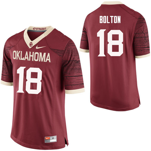 Men Oklahoma Sooners #18 Curtis Bolton College Football Jerseys Limited-Crimson